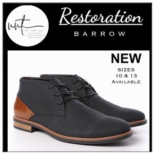 Restoration Barrow Men’s Chukka Boots Black Faux Nubuck Lace Up Size 10 & 13